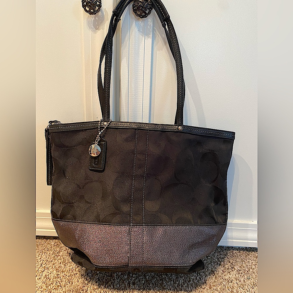 Coach tote. Black with sparkle band